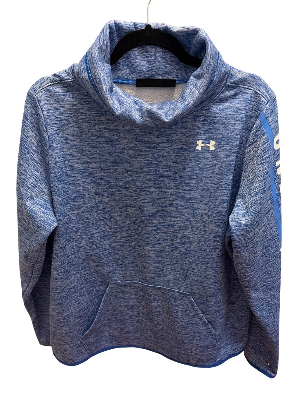 Under Armour Cowl Neck Athletic Sweatshirt Womens XL Blue Heathered Pullover